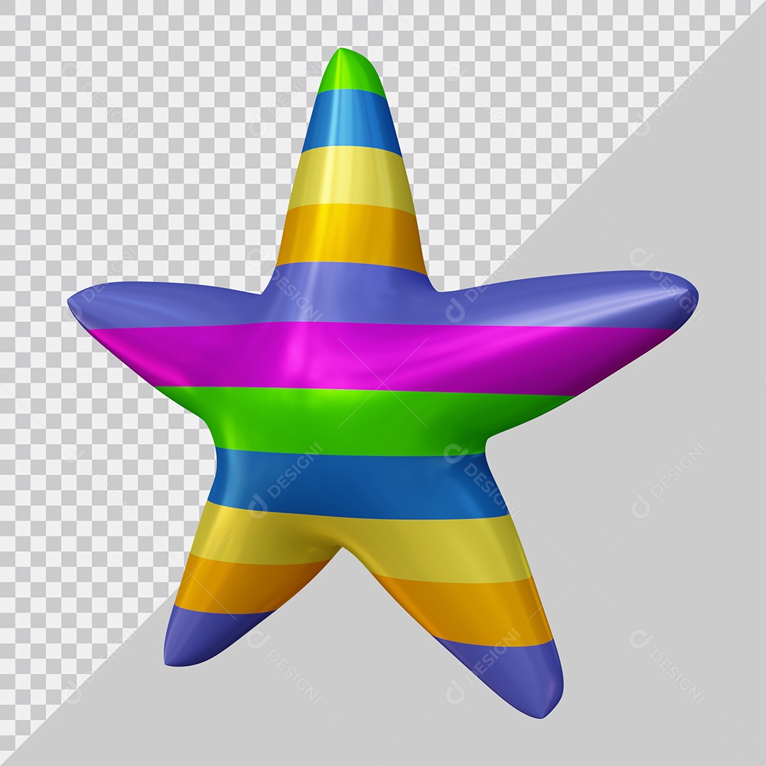 Estrela Colorida Elemento 3D Para Composição PSD