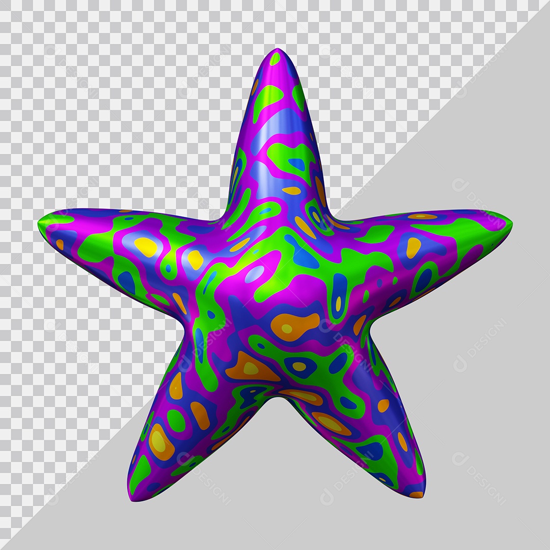 Estrela Colorida Elemento 3D Para Composição PSD