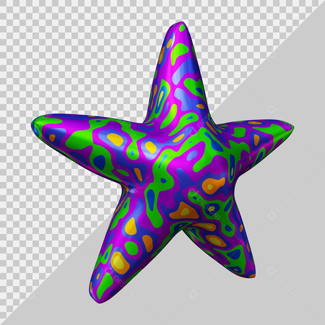 Estrela Colorida Elemento 3D Para Composição PSD