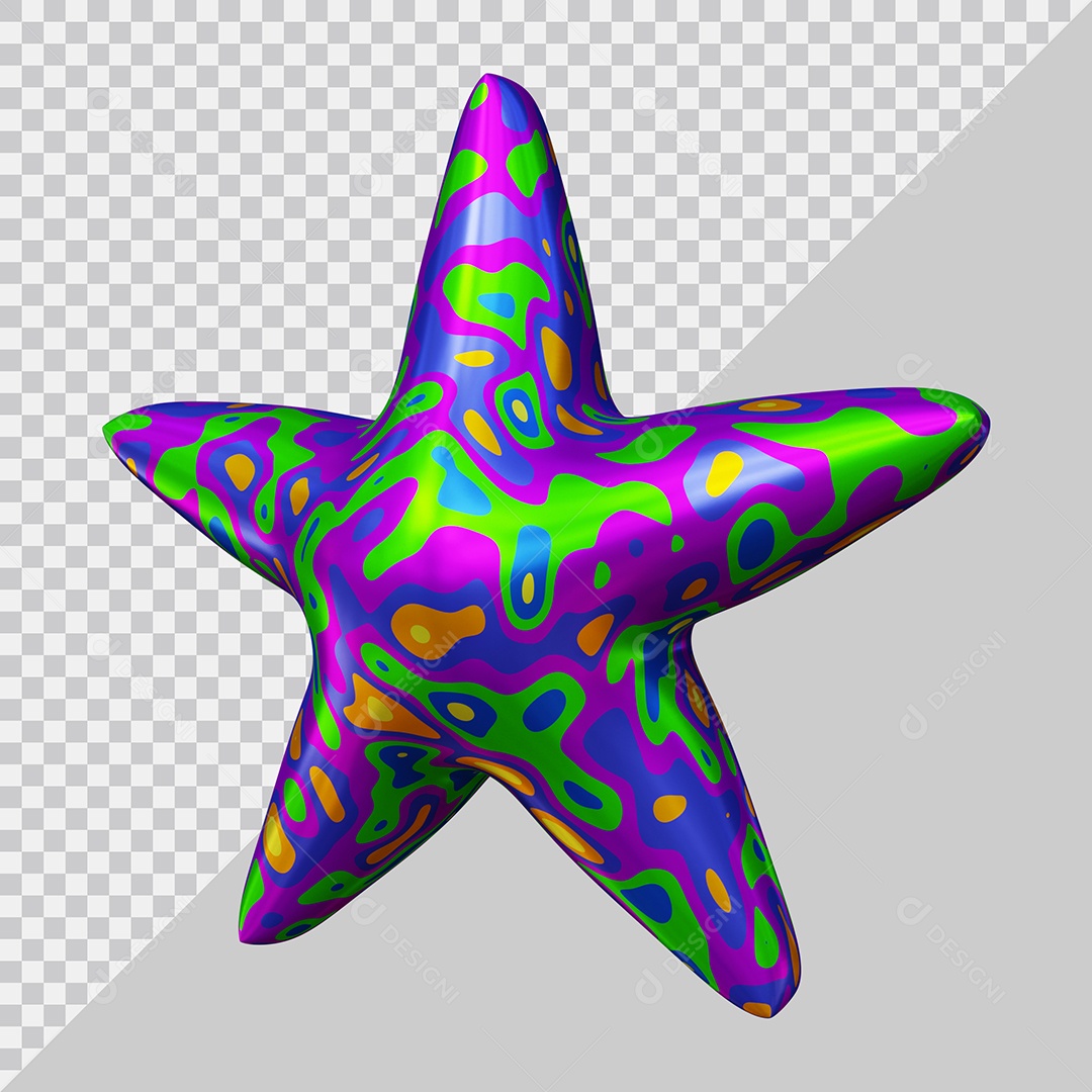 Estrela Colorida Elemento 3D Para Composição PSD