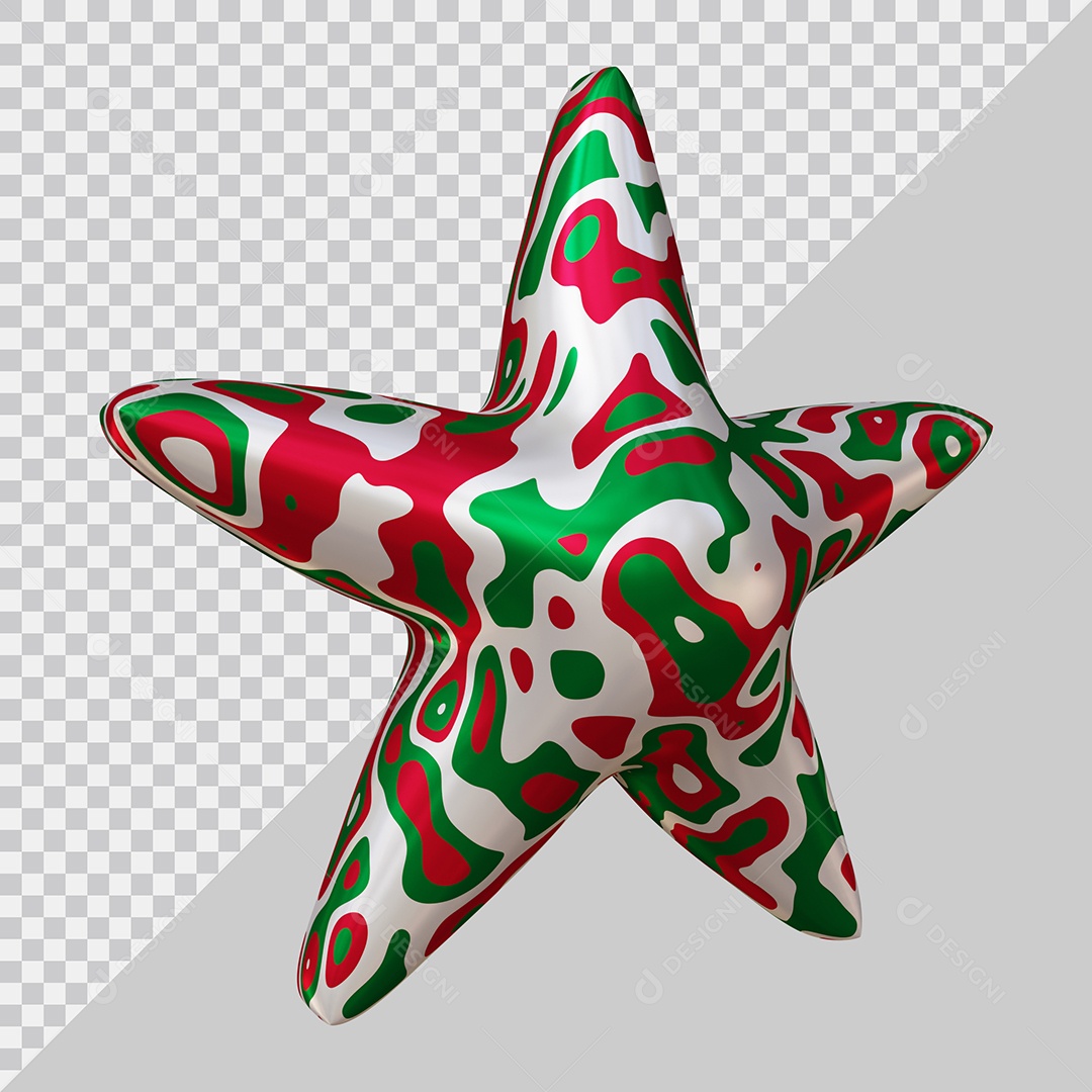 Estrela Colorida Elemento 3D Para Composição PSD
