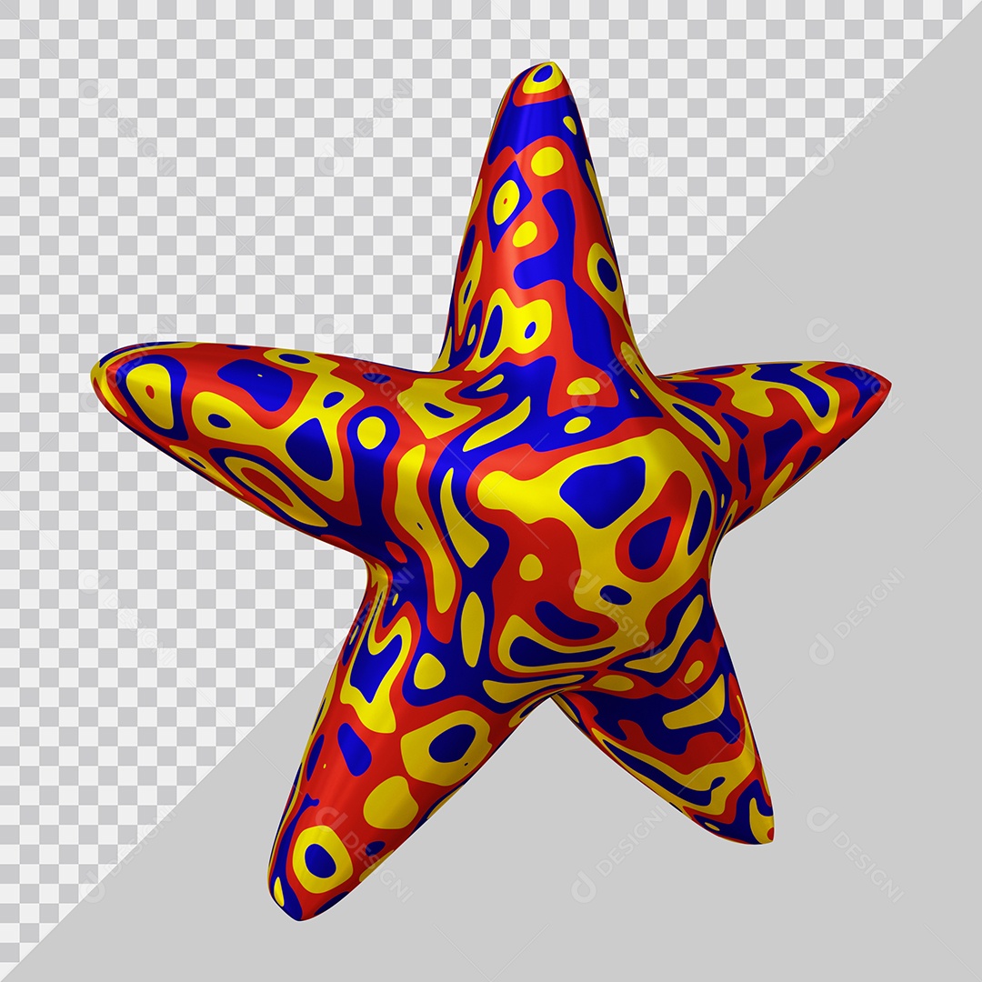 Estrela Colorida Elemento 3D Para Composição PSD