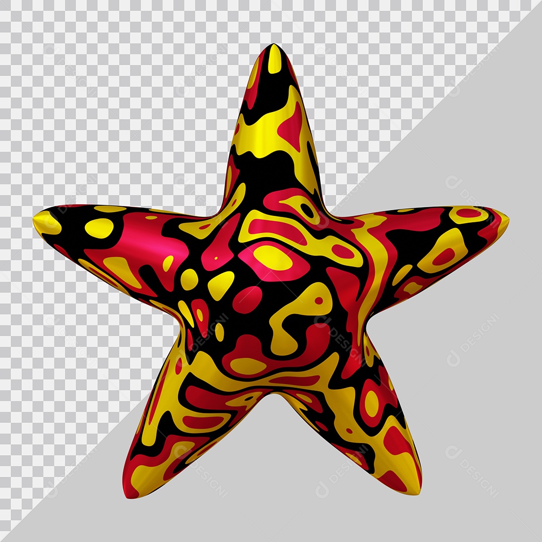 Estrela Colorida Elemento 3D Para Composição PSD