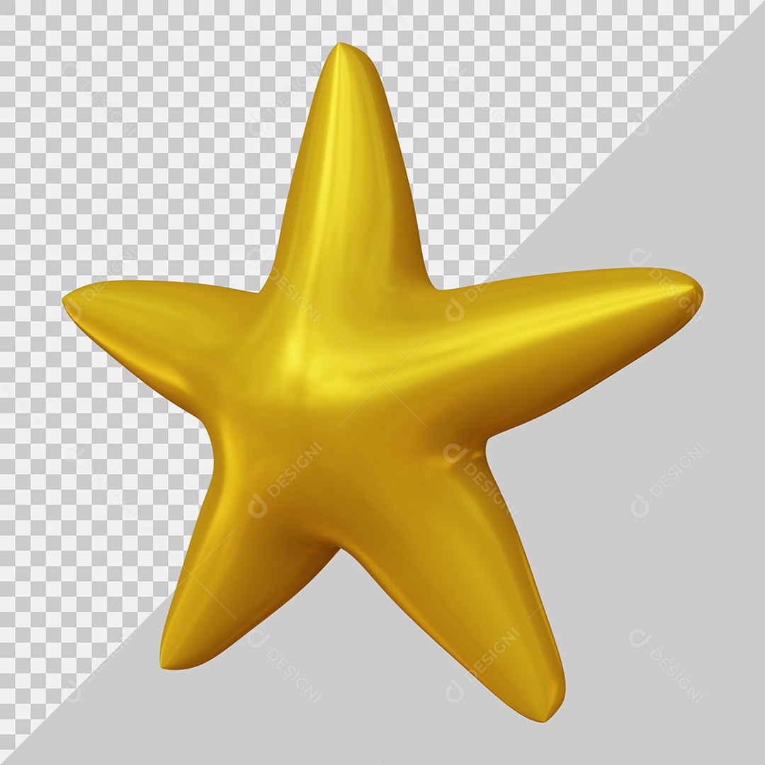 Estrela Dourada Elemento 3D Para Composição PSD