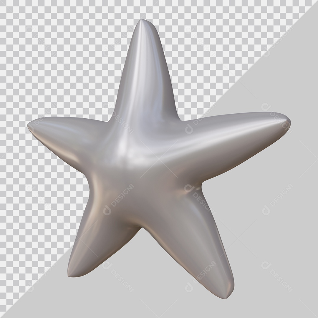 Estrela Prata Elemento 3D Para Composição PSD