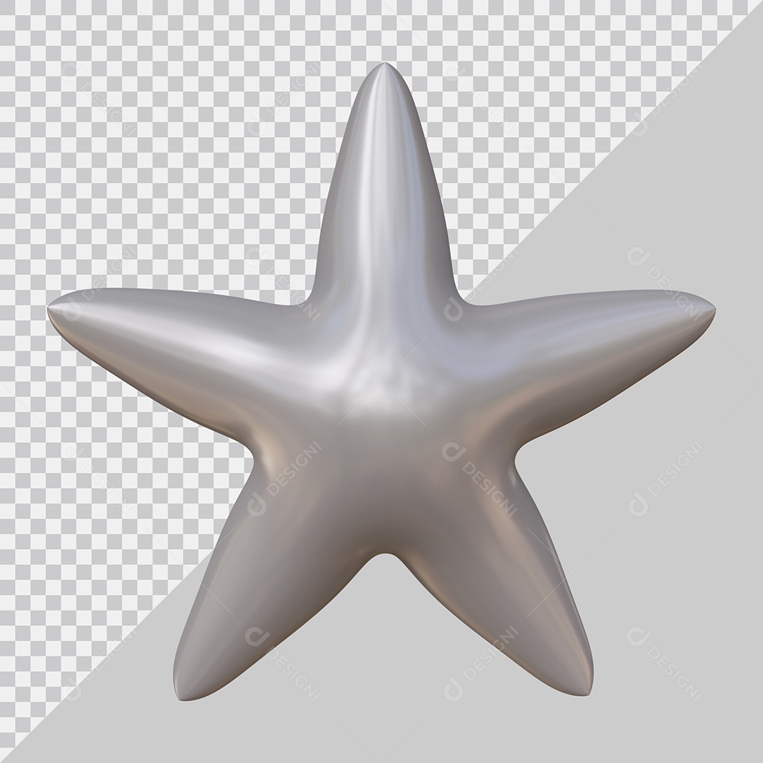 Estrela Prata Elemento 3D Para Composição PSD