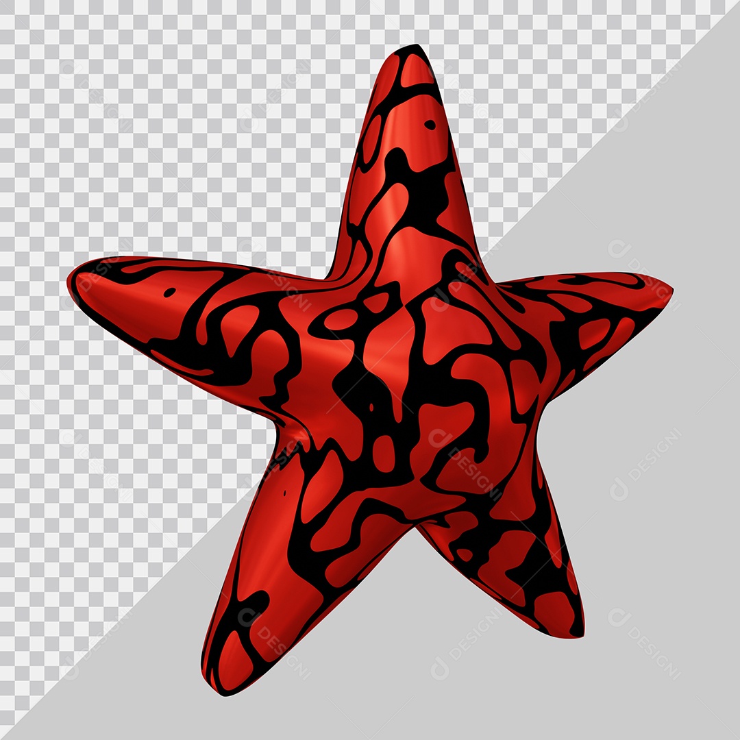 Estrela Vermelho e Preto Elemento 3D Para Composição PSD