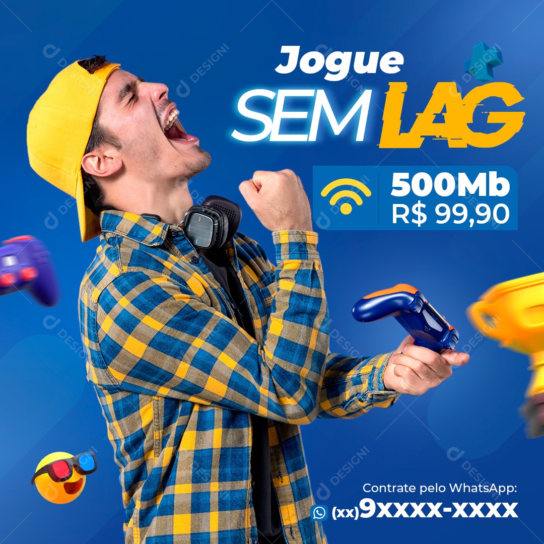 Post Provedor de Internet Jogue Sem Lag Social Media PSD Editável
