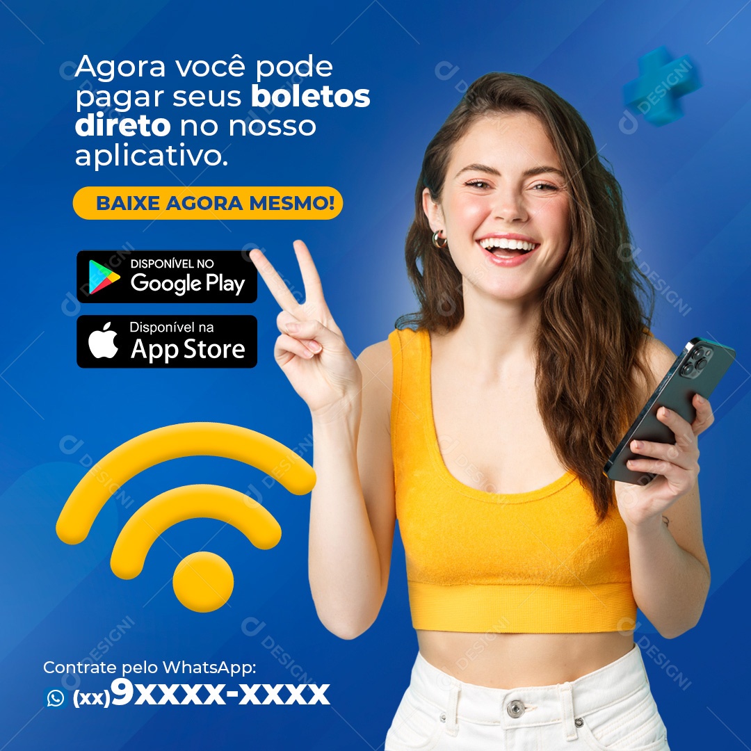 Post Provedor de Internet Aplicativo Social Media PSD Editável