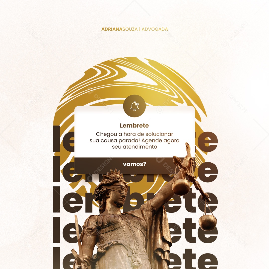 Lembrete Agende Agora seu Atendimento Advocacia Social Media PSD Editável