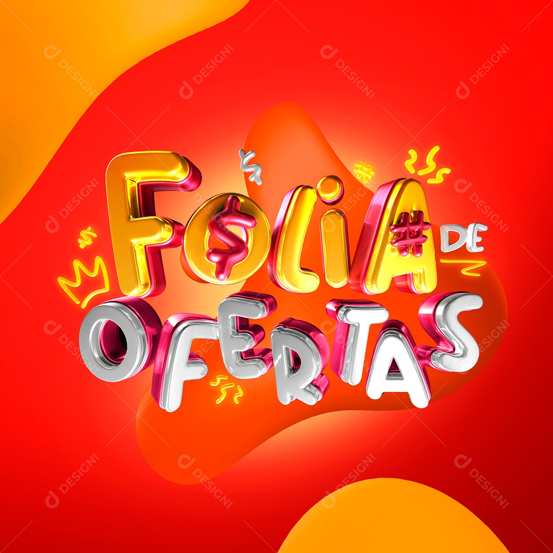 Selo 3D de Carnaval Folia de Ofertas PSD Para Composição