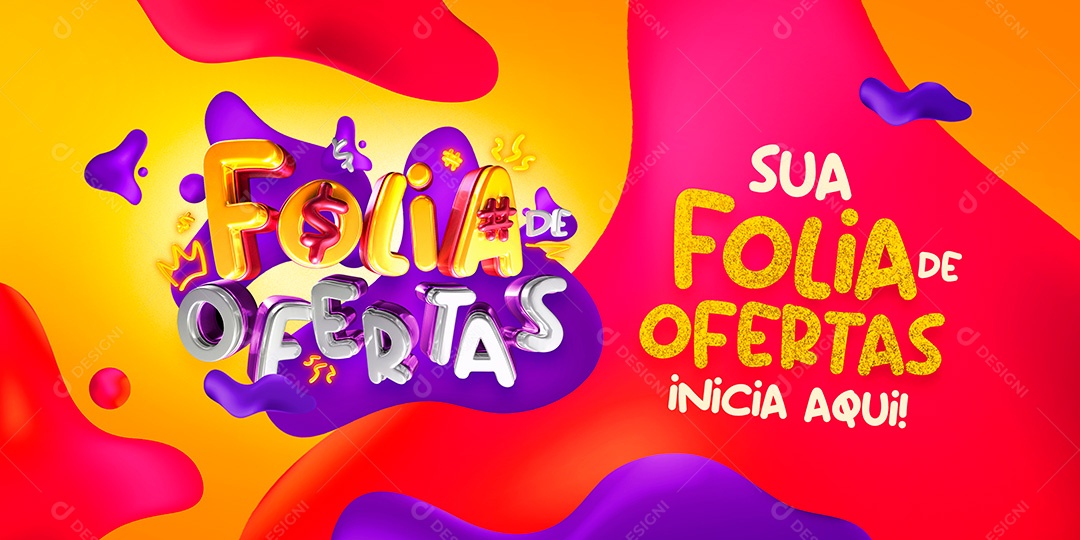 Banner Carnaval Folia de Ofertas Social Media PSD Editável