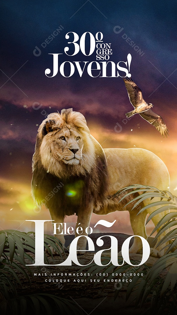 Flyer Gospel 30º Congresso Jovens! Story Social Media PSD Editável