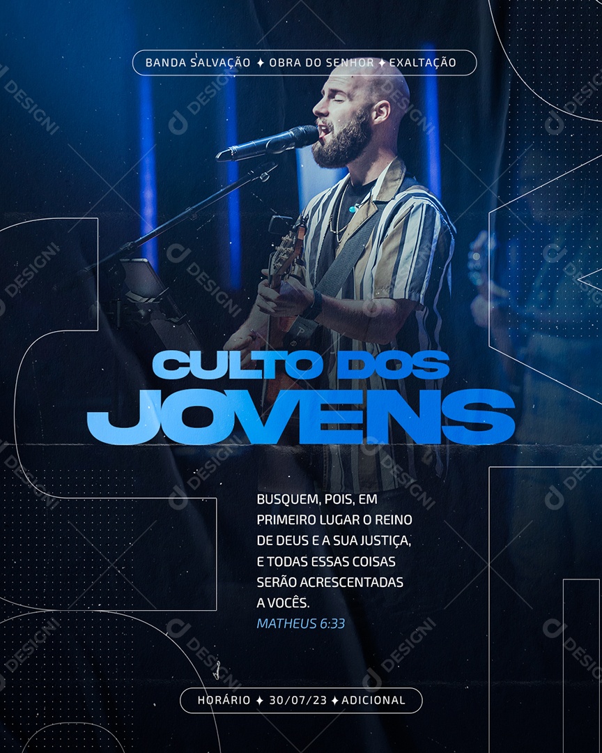 Flyer Gospel Culto dos Jovens Social Media PSD Editável