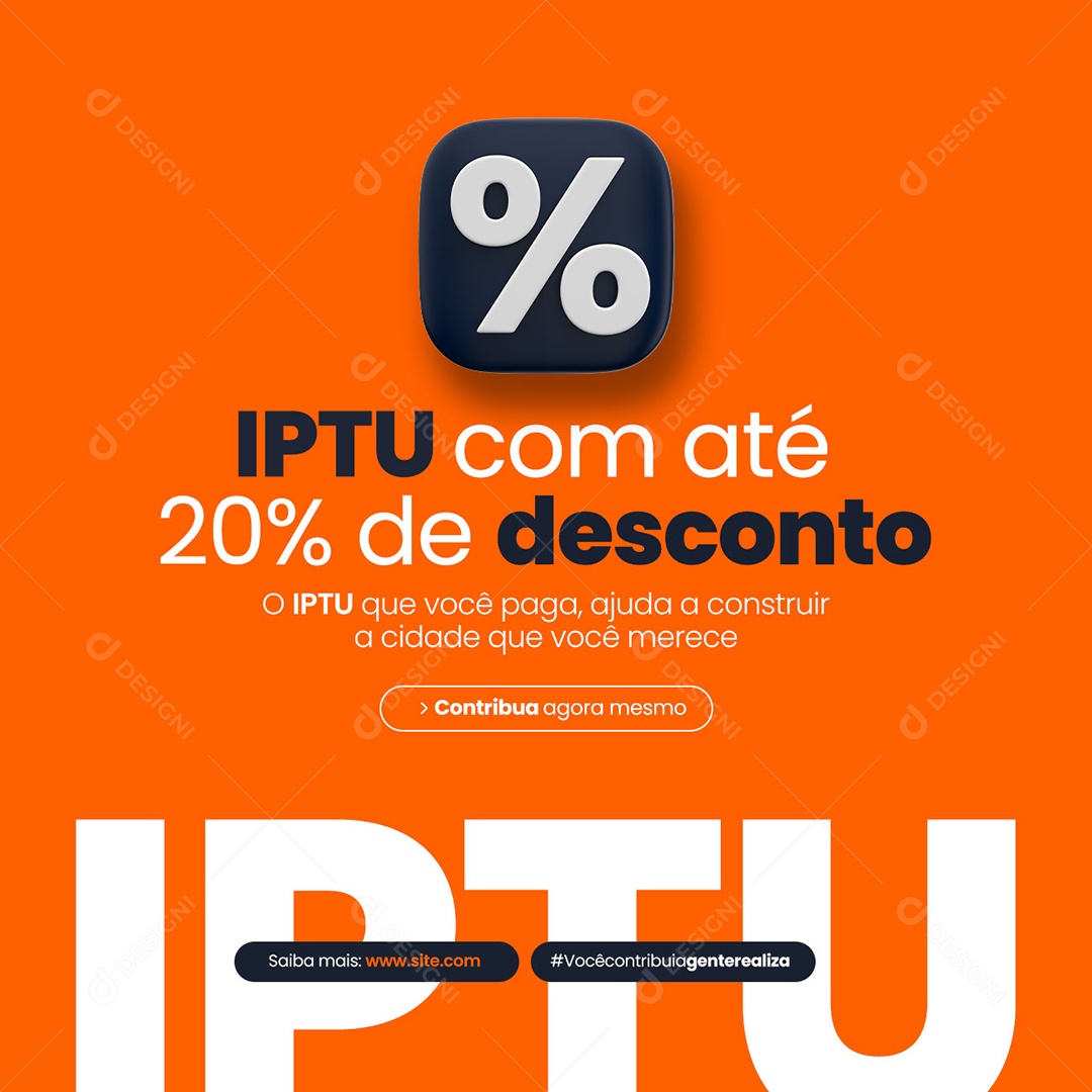 IPTU com Até 20% de Desconto Prefeitura Social Media PSD Editável