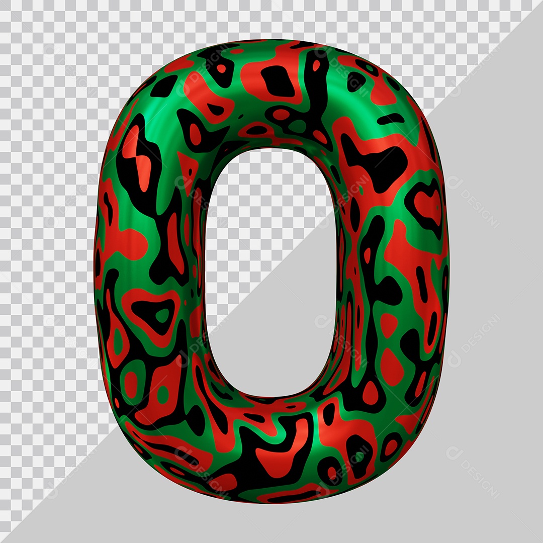 Número 3D 0 Colorido Para Composição PSD
