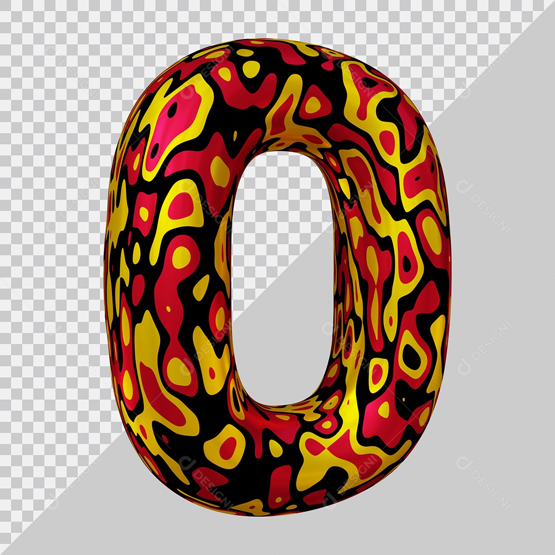 Número 3D 0 Colorido Para Composição PSD