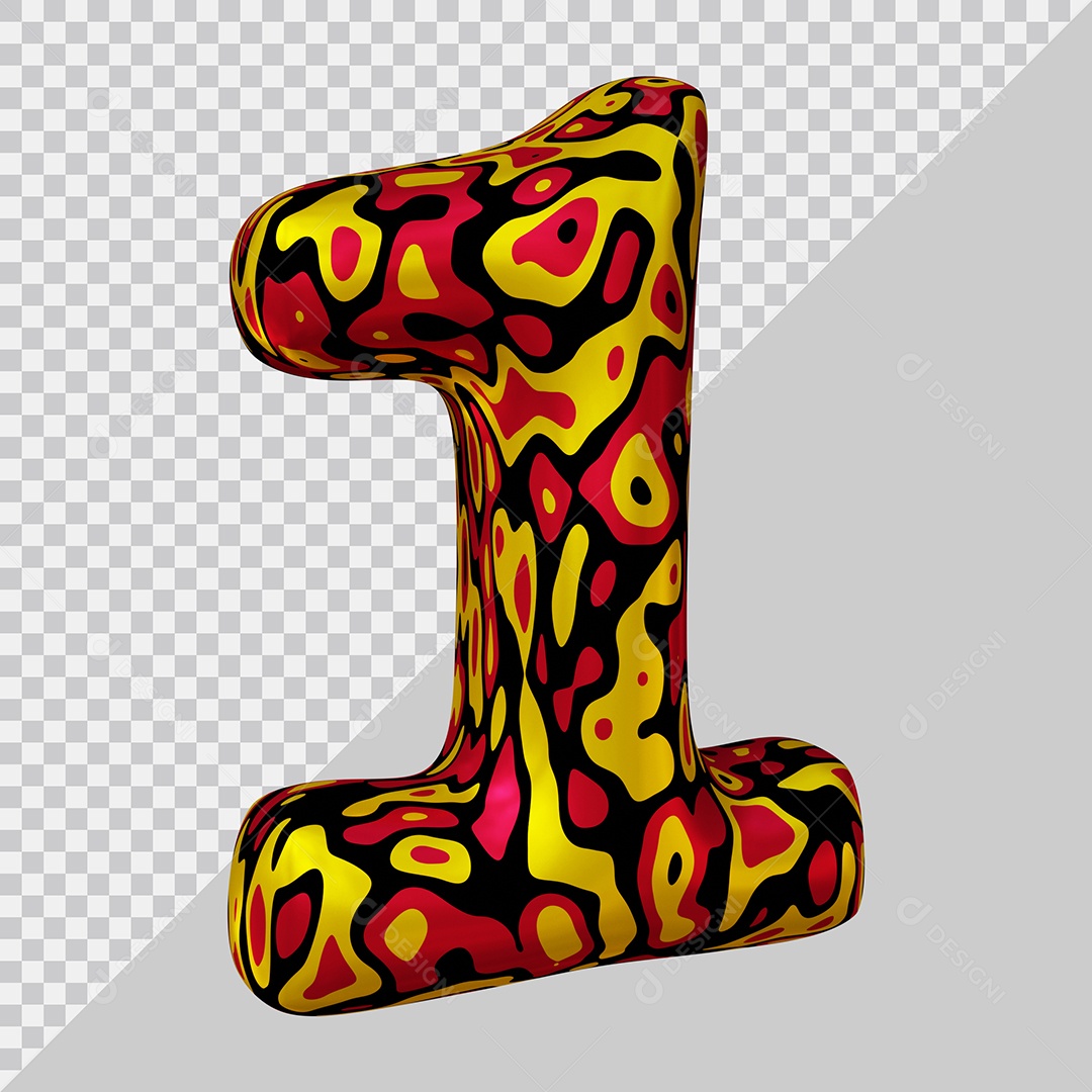3D Number 1 Colored For Composition PSD