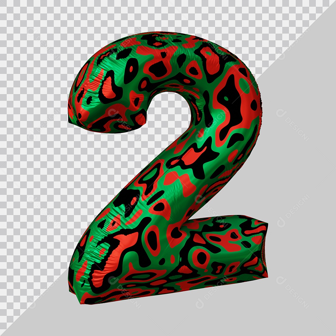 Número 3D 2 Colorido Para Composição PSD