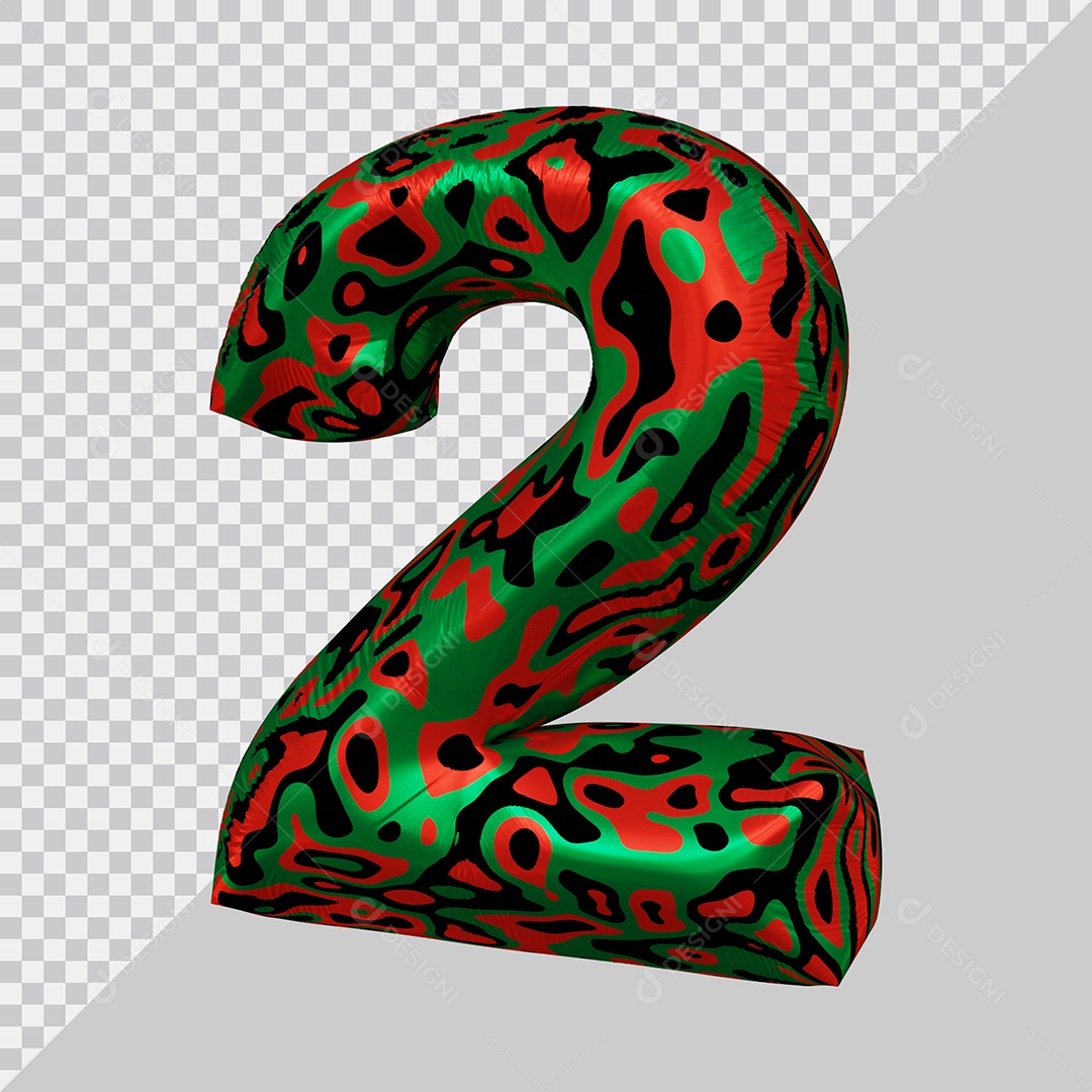 Número 3D 2 Colorido Para Composição PSD