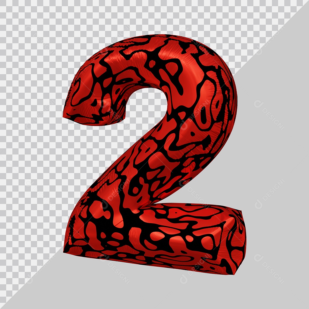 Número 3D 2 Colorido Para Composição PSD