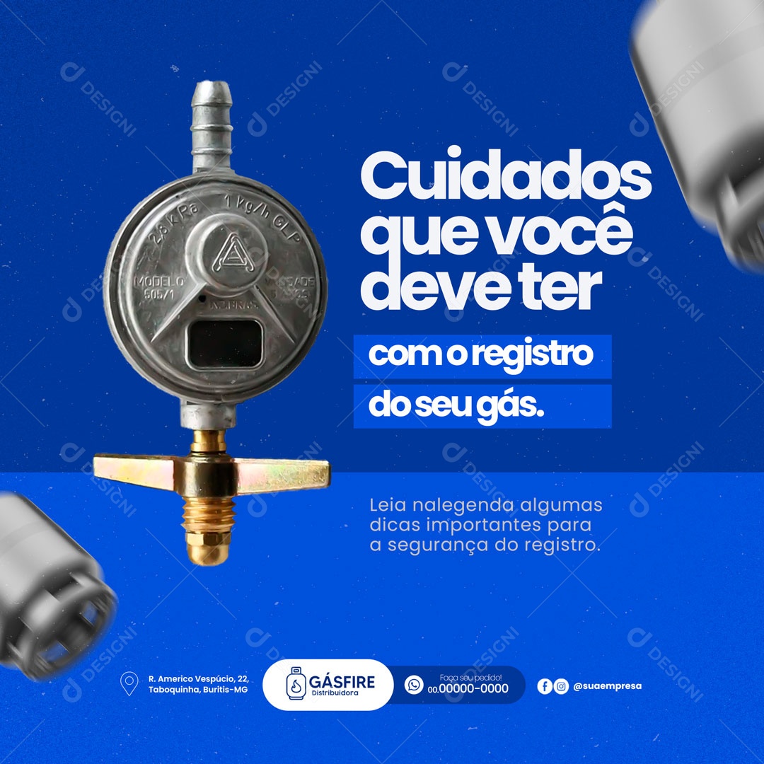 Cuidados Que Você Deve Ter Distribuidora de Gás de Cozinha Social Media PSD Editável