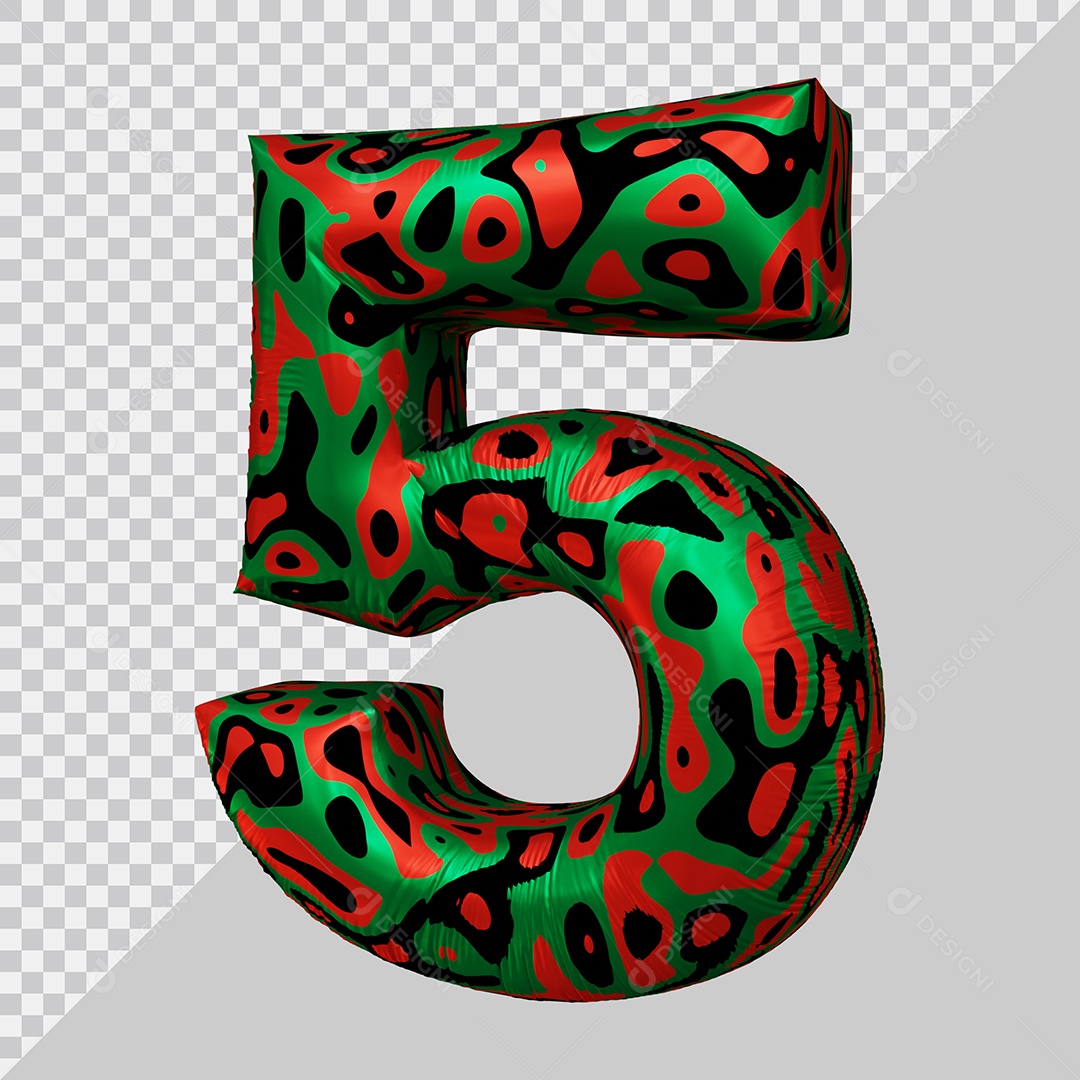 Número 3D 5 Colorido Para Composição PSD