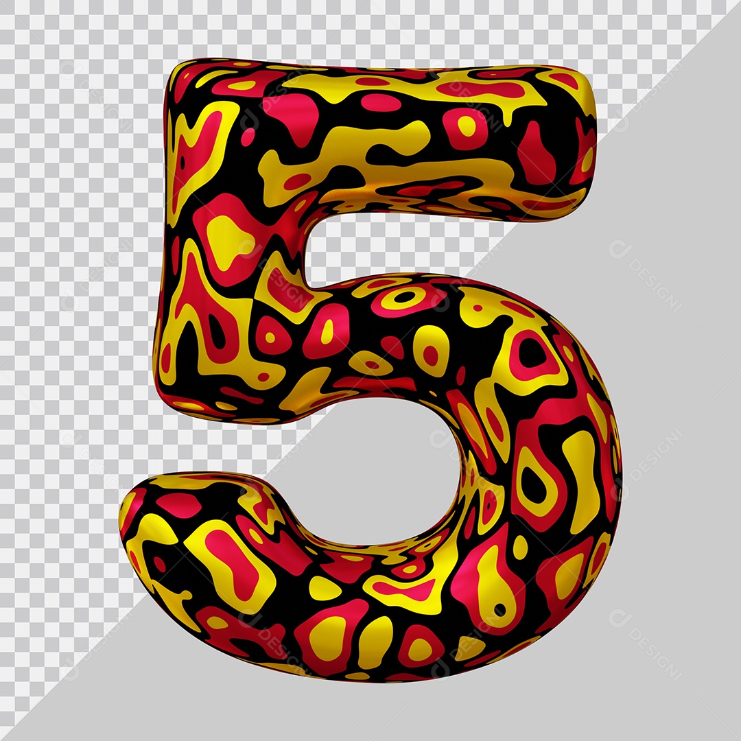 Número 3D 5 Colorido Para Composição PSD