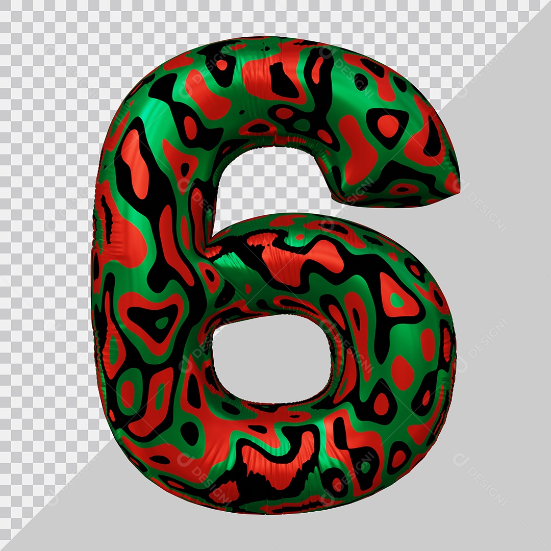 Número 3D 6 Colorido Para Composição PSD