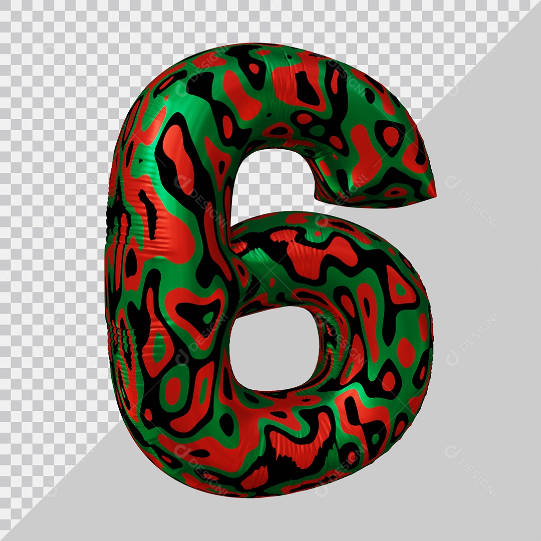 Número 3D 6 Colorido Para Composição PSD