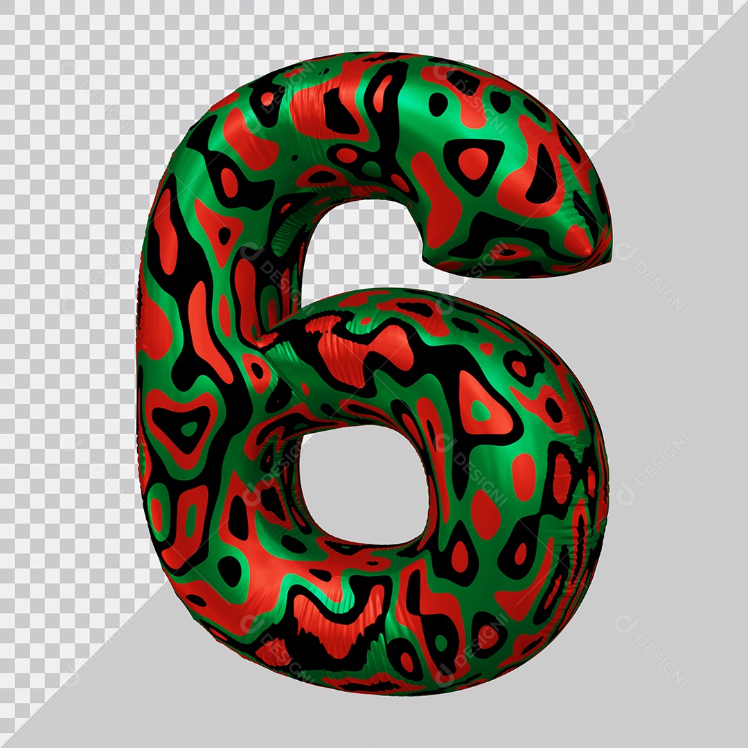 Número 3D 6 Colorido Para Composição PSD
