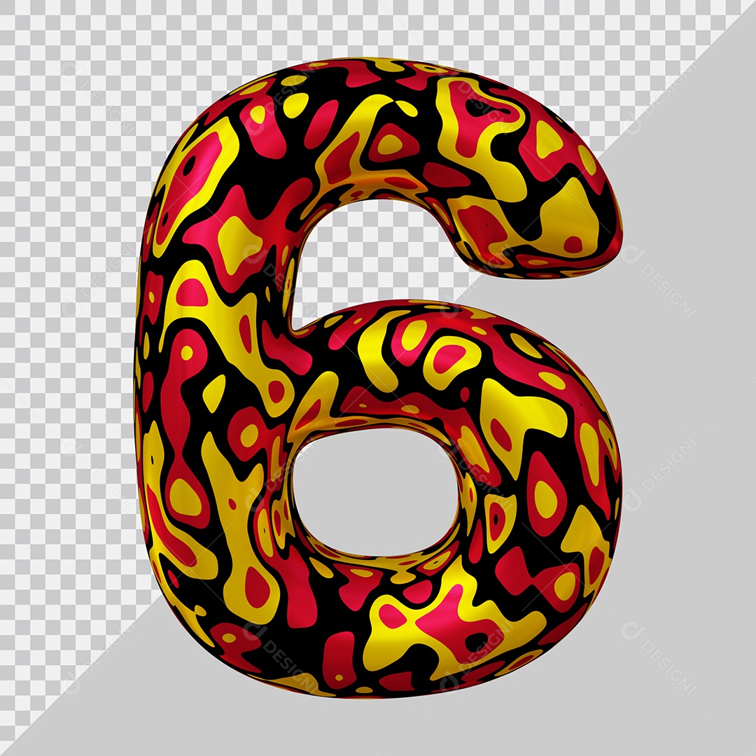 Número 3D 6 Colorido Para Composição PSD