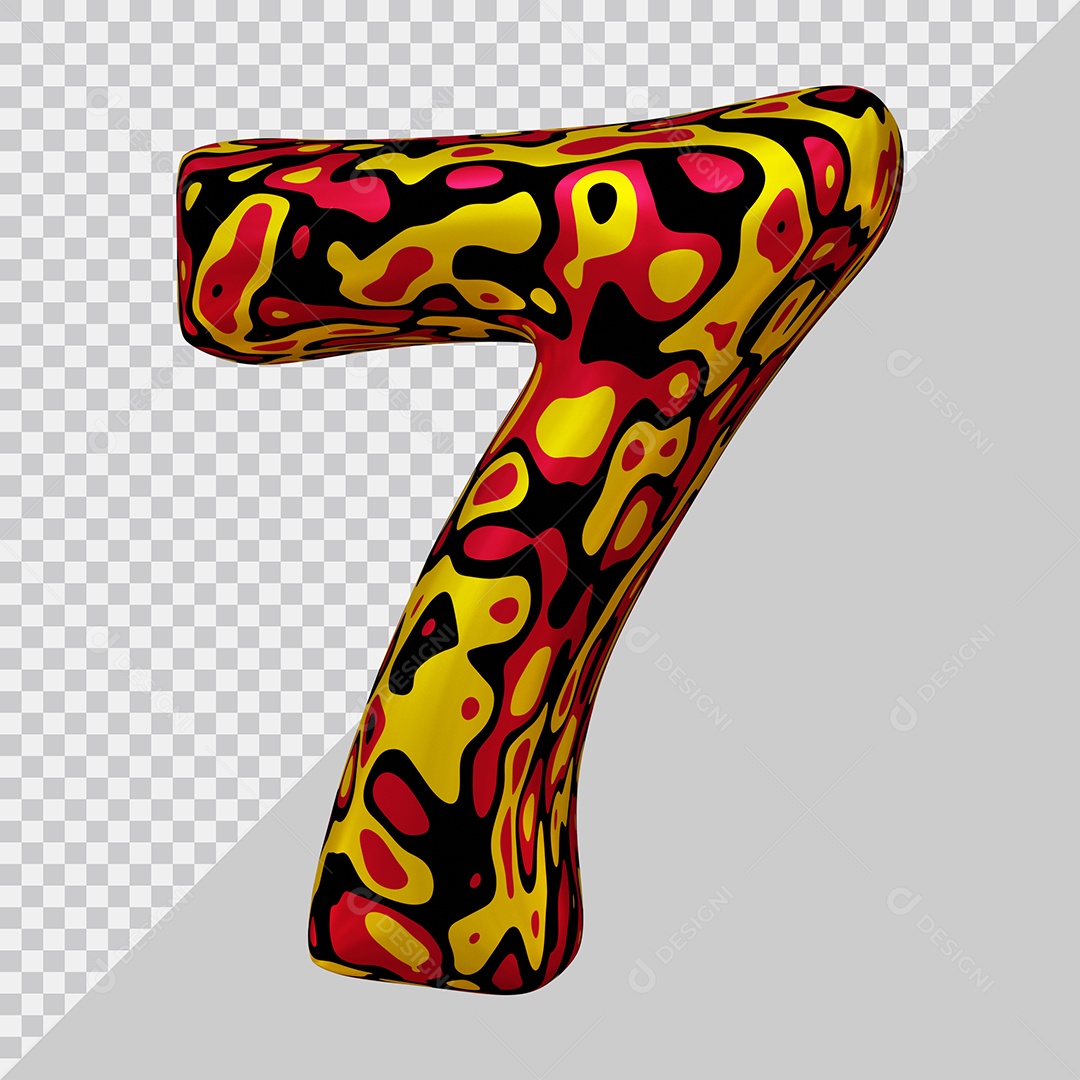 Número 3D 7 Colorido Para Composição PSD