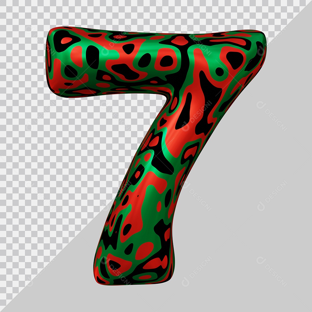 Número 3D 7 Colorido Para Composição PSD