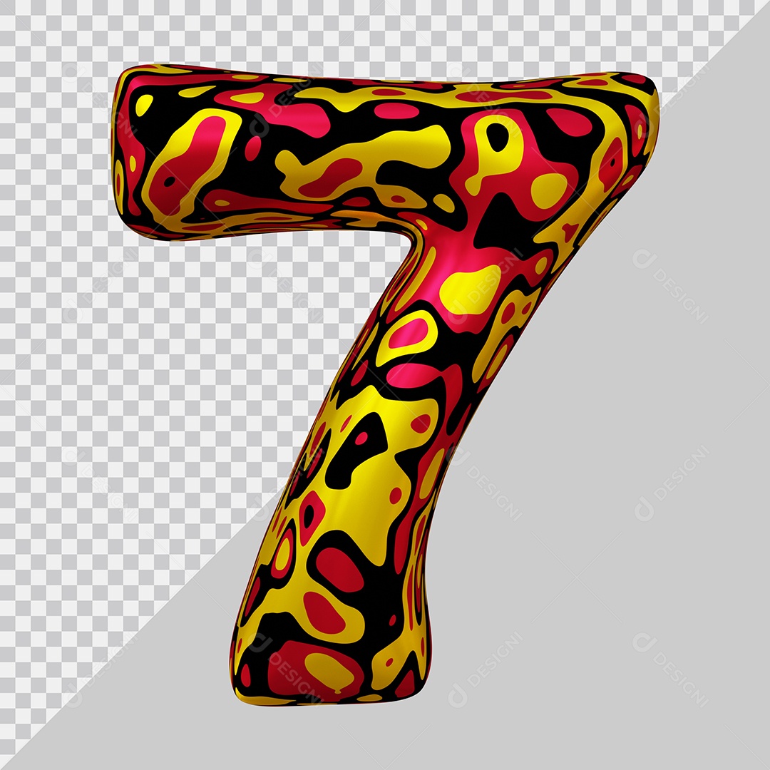 Número 3D 7 Colorido Para Composição PSD