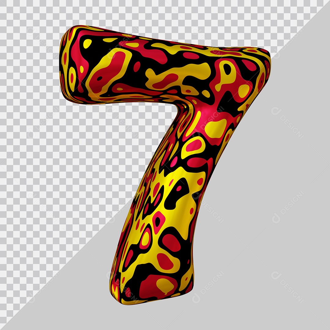 Número 3D 7 Colorido Para Composição PSD