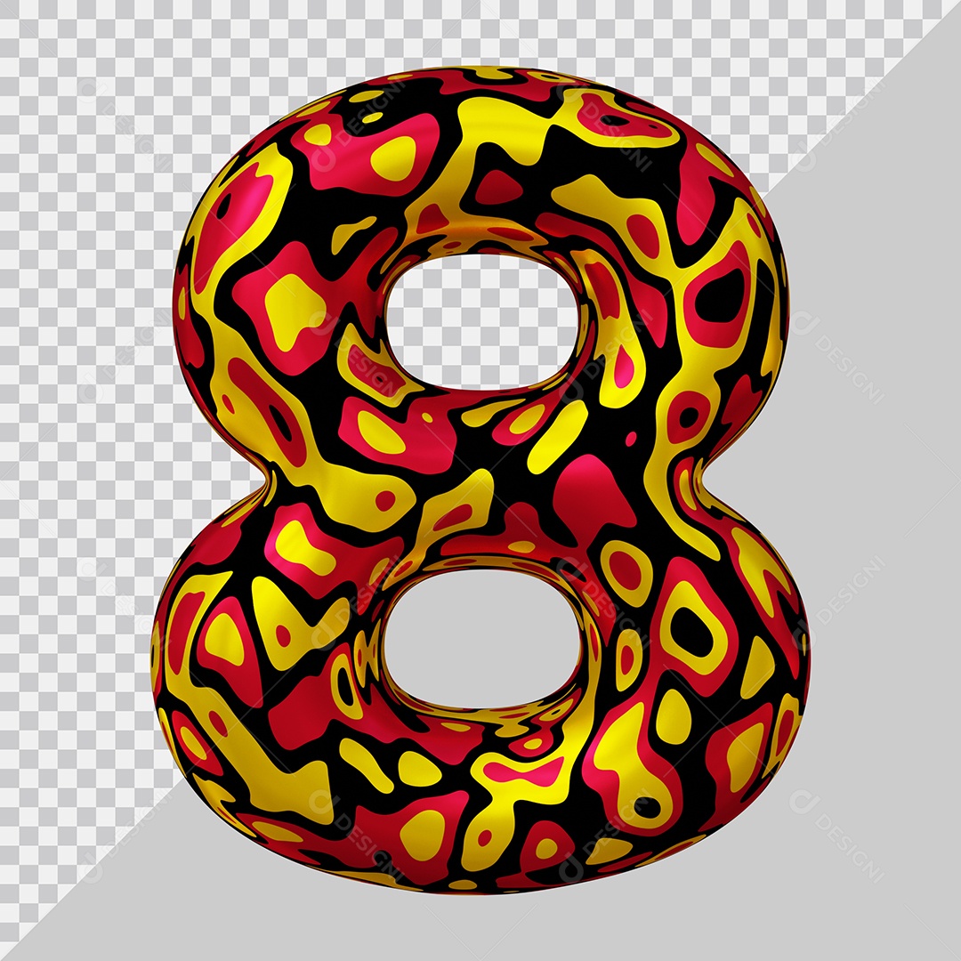 3D Number 8 Colored For Composition PSD