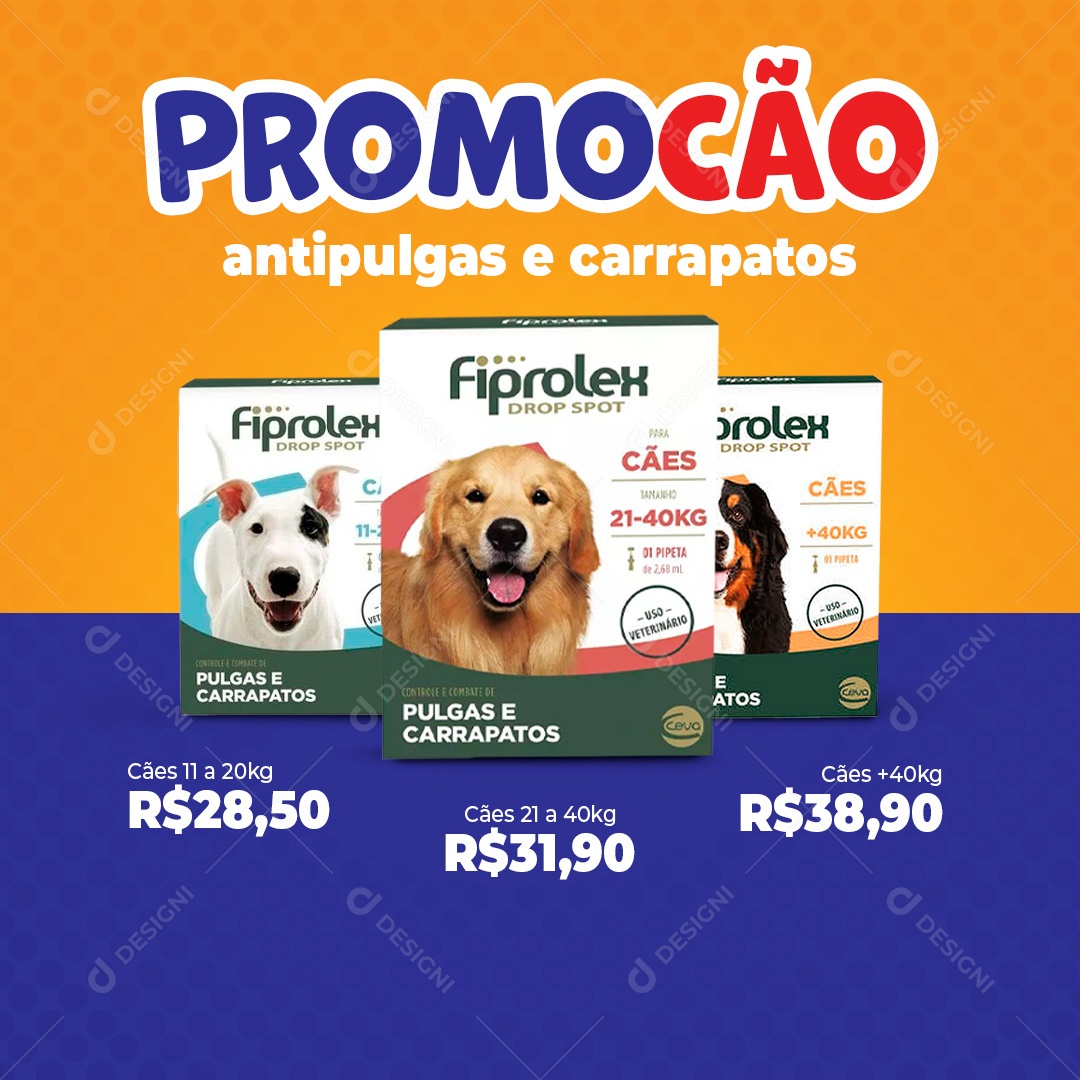 Post Petshop Promoção Antipulgas e Carrapatos Social Media PSD Editável