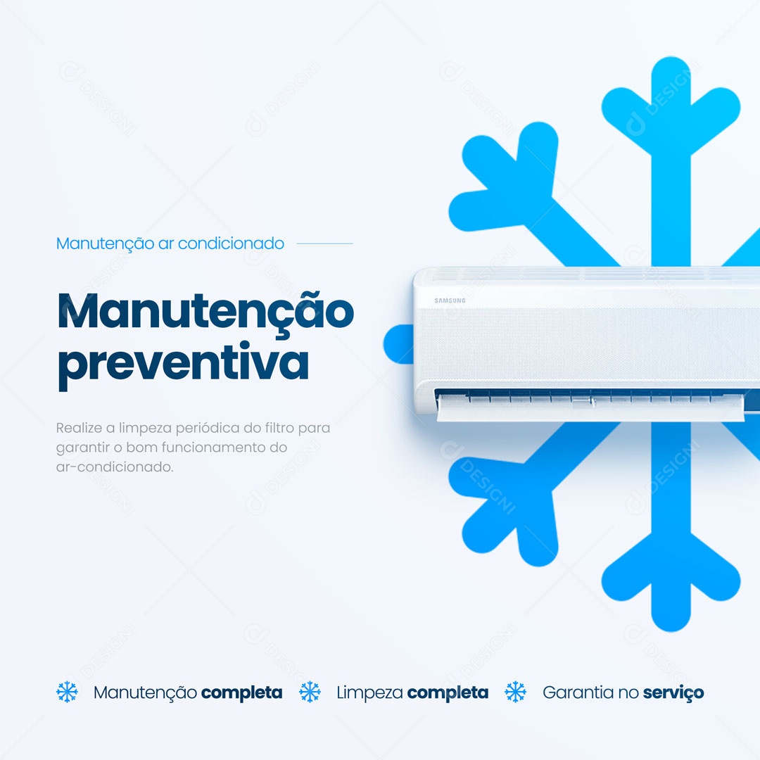 Manutenção Preventiva Assistência Técnica em Ar Condicionado Social Media PSD Editável