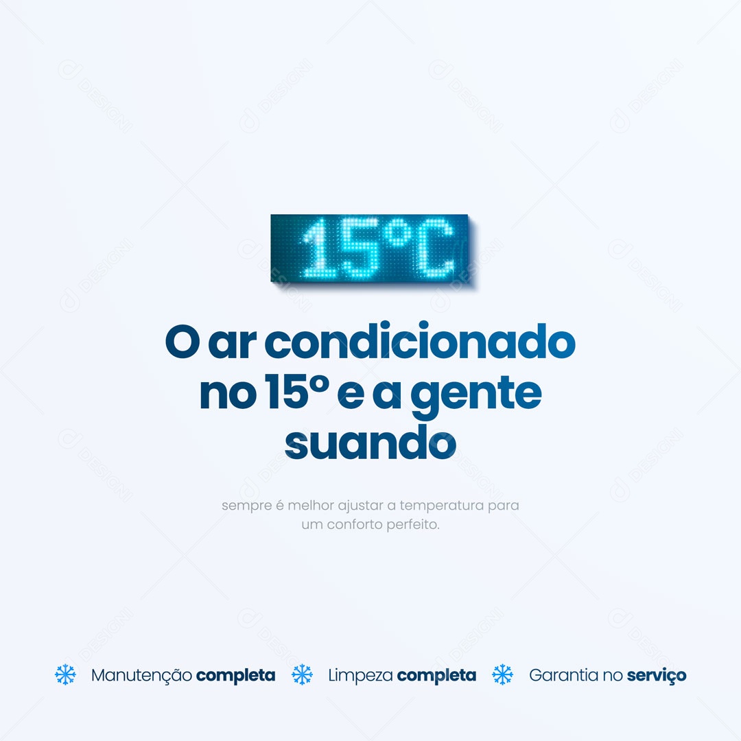 Ajustes de Temperatura Assistência Técnica em Ar Condicionado Social Media PSD Editável
