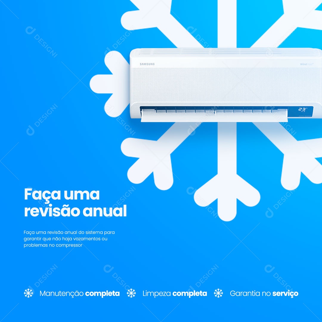 Faça Uma Revisão Anual Assistência Técnica em Ar Condicionado Social Media PSD Editável
