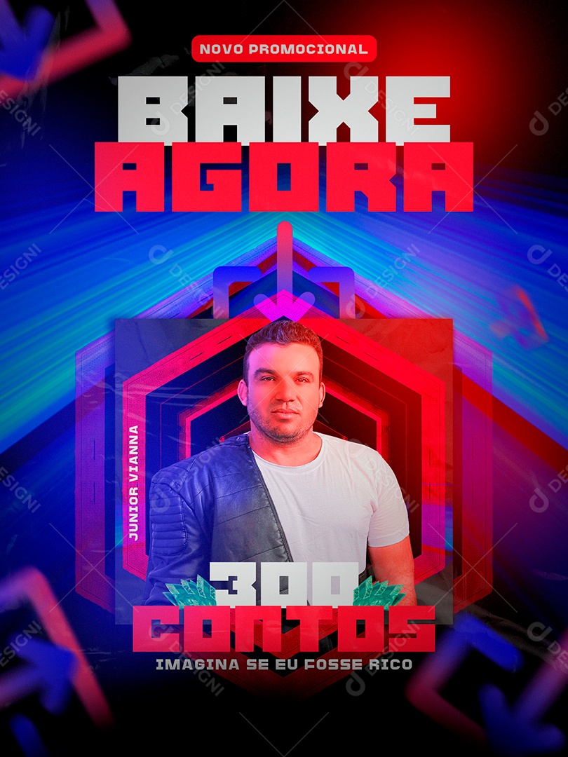 Post Flyer Baixe Agora 300 Contos Social Media PSD Editável