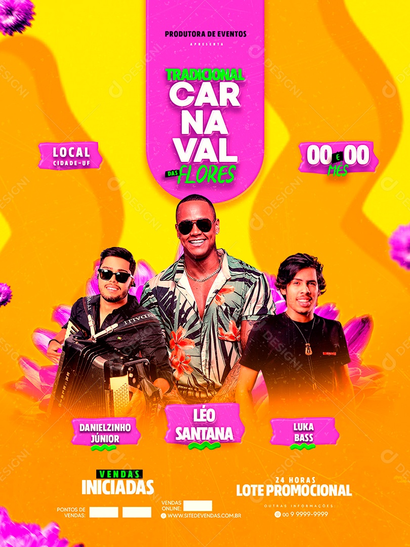 Flyer Tradicional Carnaval das Flores Social Media PSD Editável