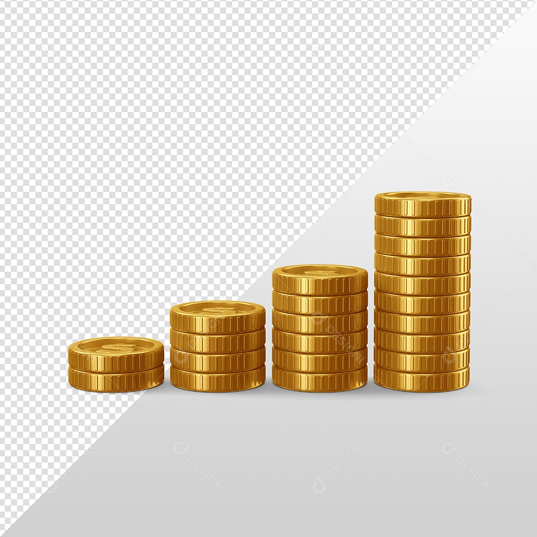 Elementos 3D Para Composição Moedas Douradas PSD
