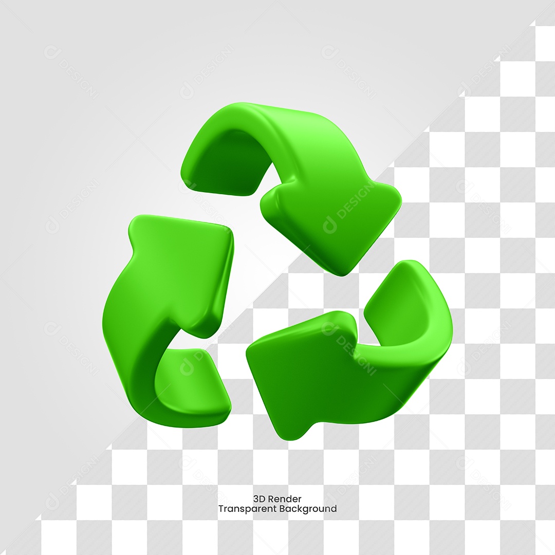 Ícone de Reciclagem 3D Para Composição PSD