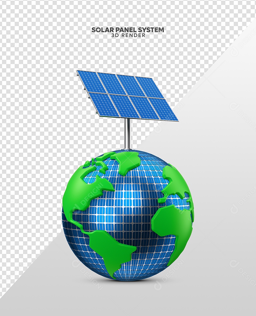 Ilustração de Planeta Terra Com Placa de Energia Solar 3D Para Composição PSD