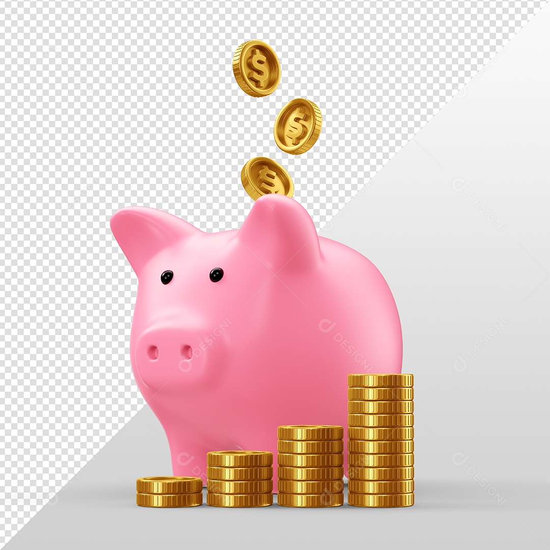 Elemento 3D Para Composição Cofre de Porquinho PSD