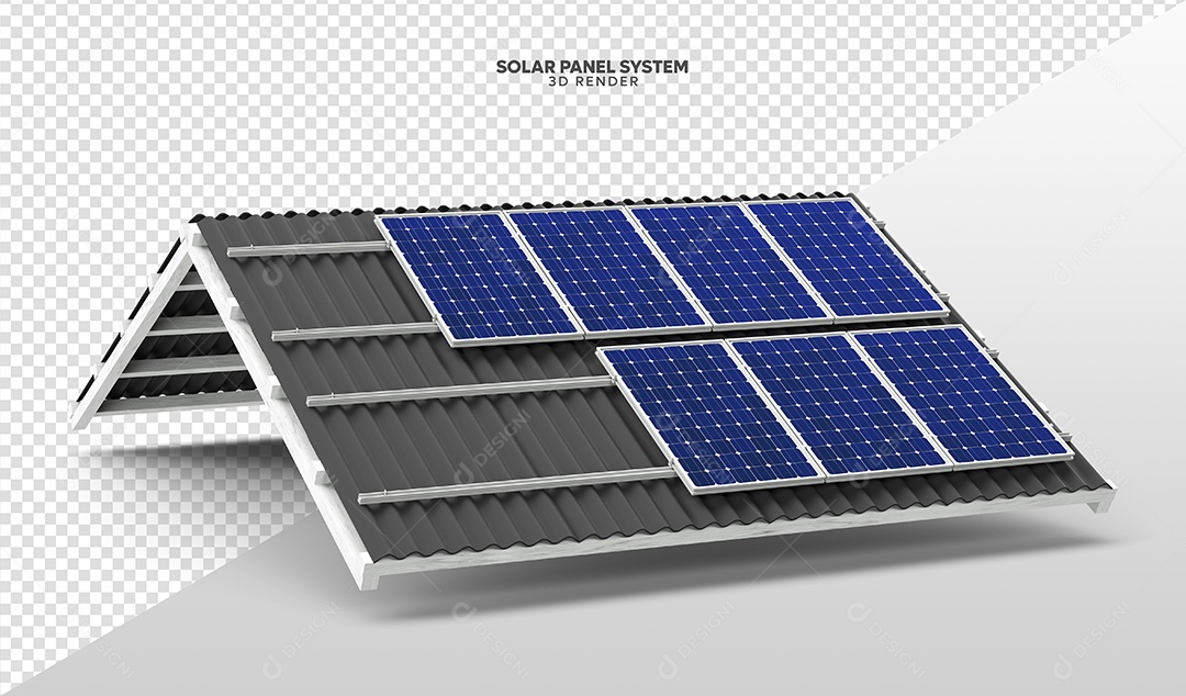 Elemento 3D Para Composição Teto Com Placas de Energia Solar PSD