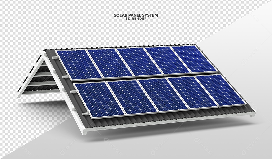 Elemento 3D Para Composição Teto Com Placas de Energia Solar PSD