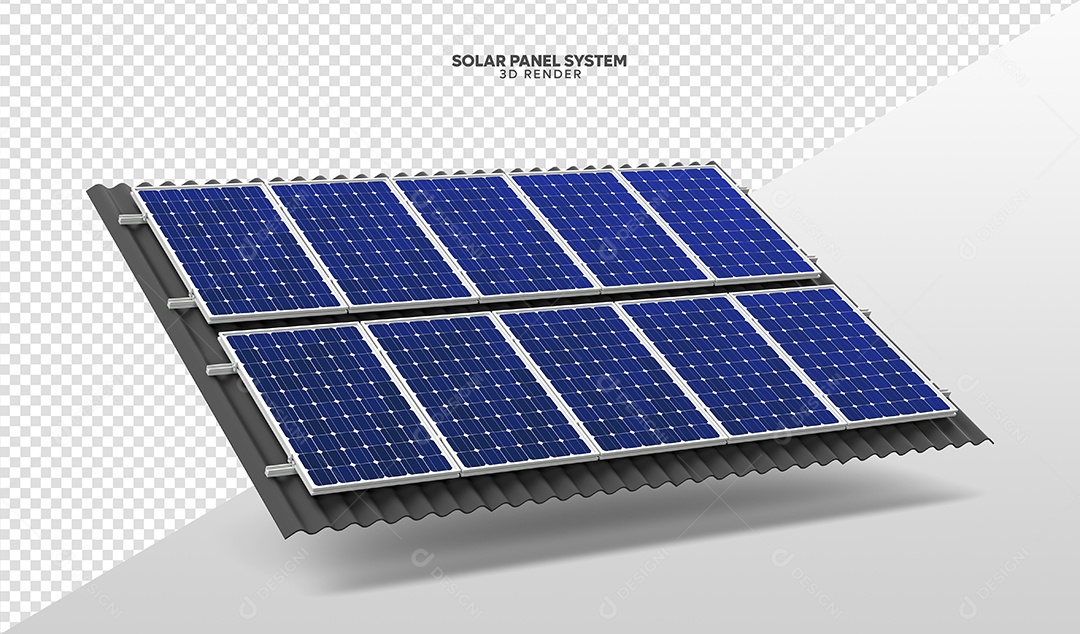 Elemento 3D Para Composição Teto Com Placas de Energia Solar PSD